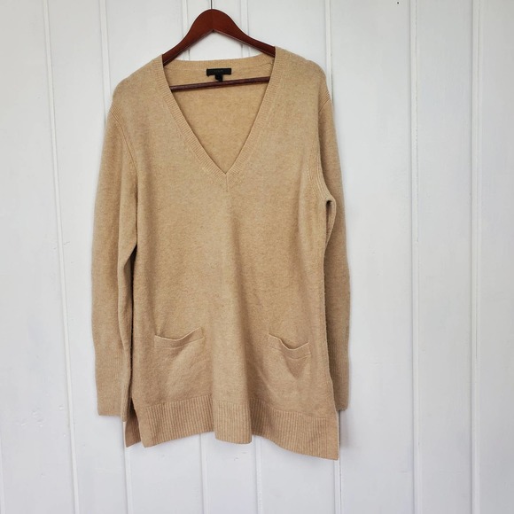 J. Crew Sweaters - J. Crew Camel Merino Wool Alpaca Blend V Neck Pullover Sweater Women's Large